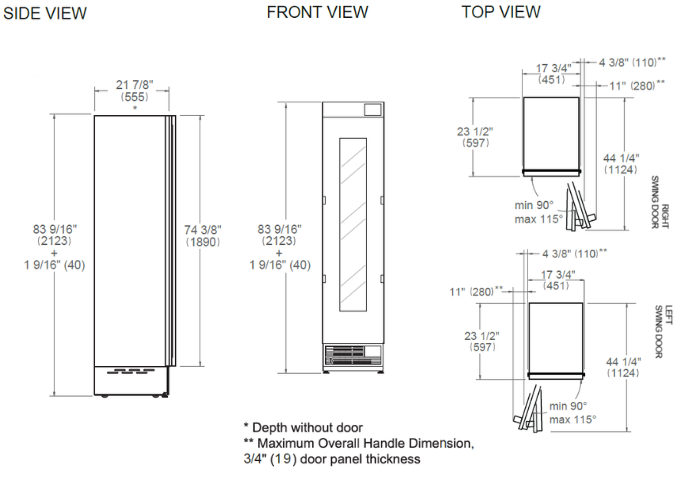 45 cm Slot-in Wine Column Panel Ready | Bertazzoni